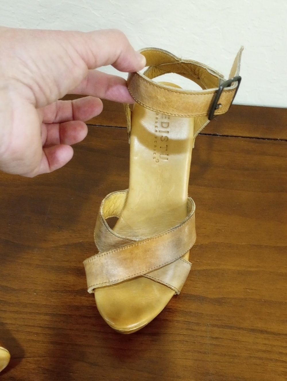 Bed Stu Kalah Platform Heel Oats Rustic Boho Leather & Wood Sandal - 6.5 - Picture 12 of 13